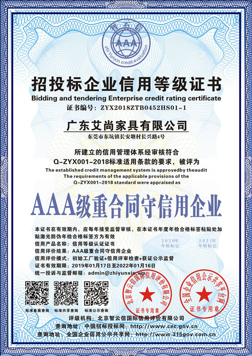 AAA級守合同重信用企業